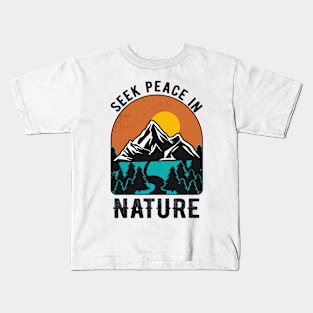 Camping Peace In Nature Mountains Hiking Outdoor Kids T-Shirt